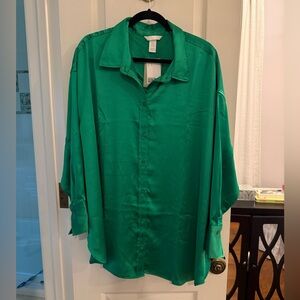 Green Button-Up Blouse